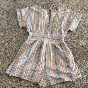 American Eagle Outfitters womens Striped Romper in blue  and Pink